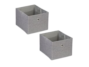 Lot de 2 boîtes de rangement décoratives en tissu pliables 16 x 20,5 x 25 cm en lin gris 13_0013758