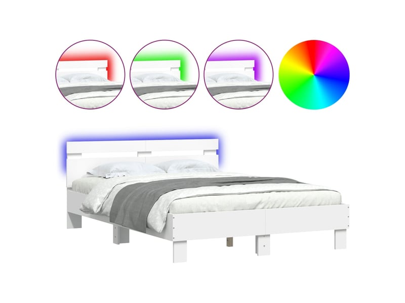  Lit double- lit adulte -  cadre de lit avec led sans matelas blanc 120x190 cm  - Conforama A