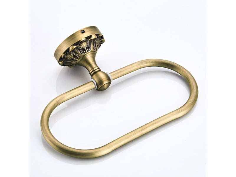  Anneau porte-serviette ovale sakae en laiton vieilli, finition bronze brossé, mural pour salle de bain et toilettes  - Conforama A