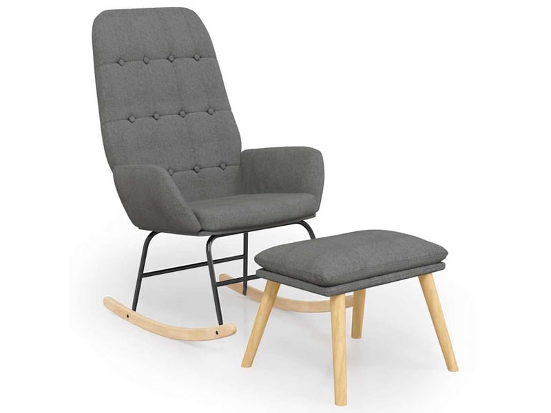  Vidaxl chaise à bascule avec repose-pied gris clair tissu  - Conforama D