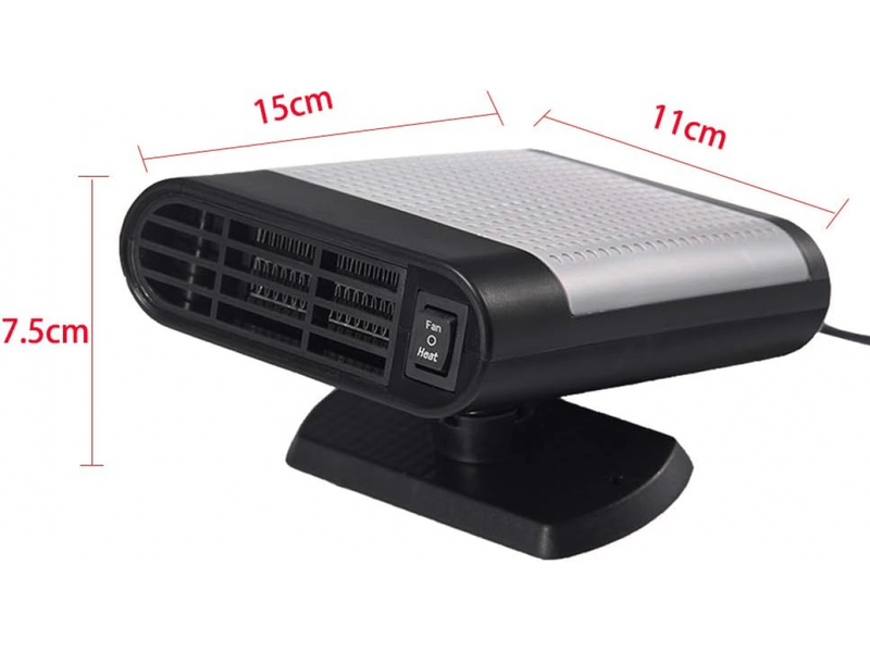  Chauffage de voiture 12 v 150 w avec ventilateur et dégivreur de pare-brise portable (gris, avec purification de l'air, multicolore - 15 x 11 x 7.5 cm  - Conforama E