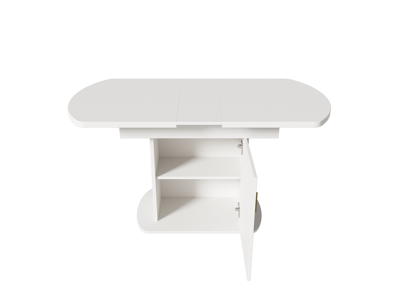 Table de salle à manger extensible avec rangement en panneaux de particules blanc et or - Conforama C