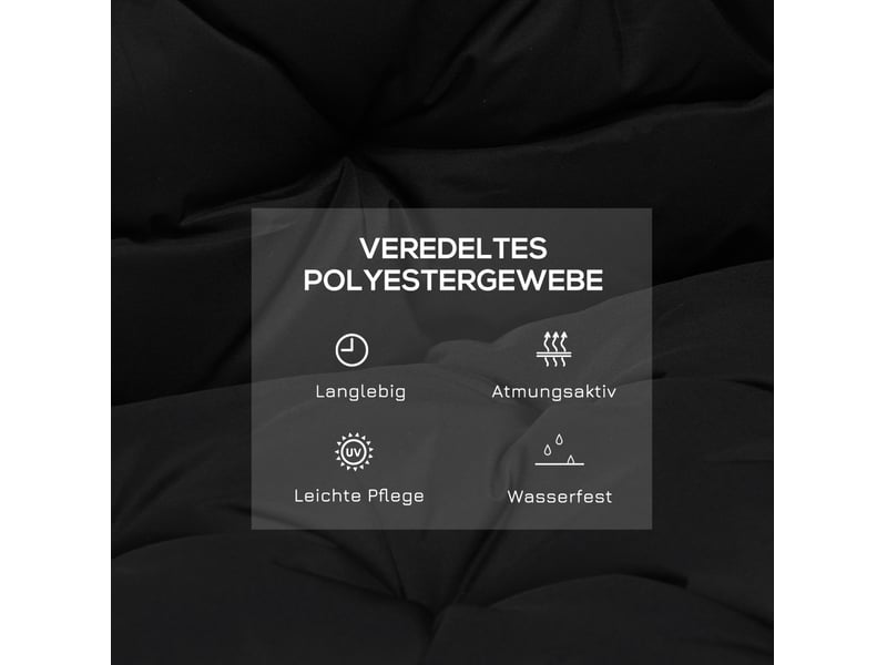 Coussin de banc 3 places 100 x 98 x 8 cm – noir – rembourrage mousse et 6 liens de fixation – intérieur et extérieur - Conforama D