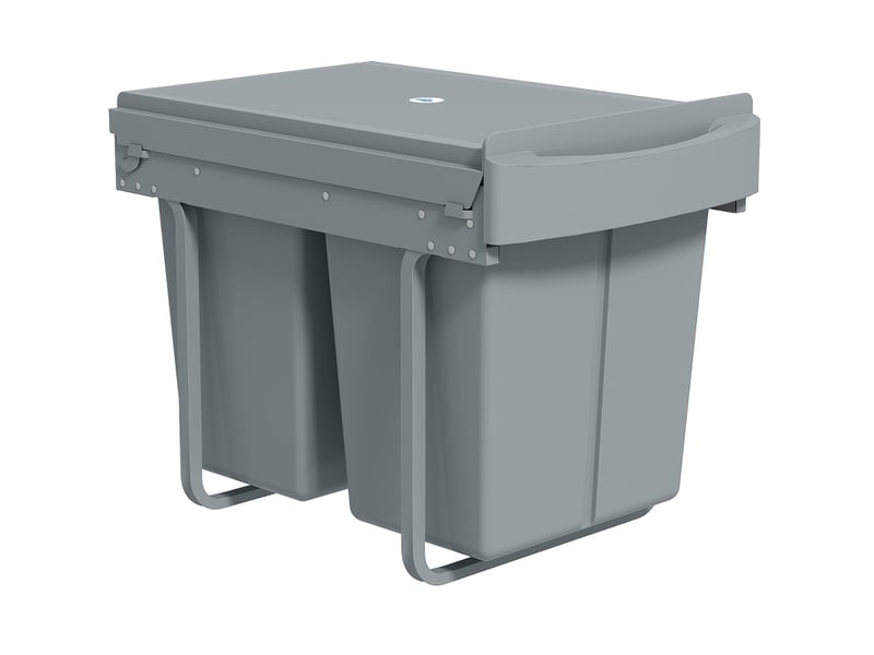 Poubelle encastrable coulissante 52 x 33,5 x 41 cm – grise – 2 bacs amovibles de 20 l, tri des déchets - Conforama D