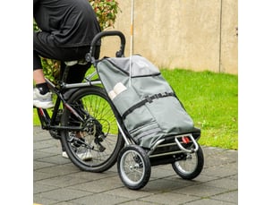 Remorque de vélo et chariot de courses 2 en 1 53x43x110 cm gris aluminium, pliable, charge 24,3 kg