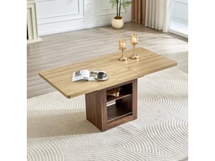 Table de cuisine extensible 130-160x80 cm avec rangements, mdf décor bois naturel et noyer