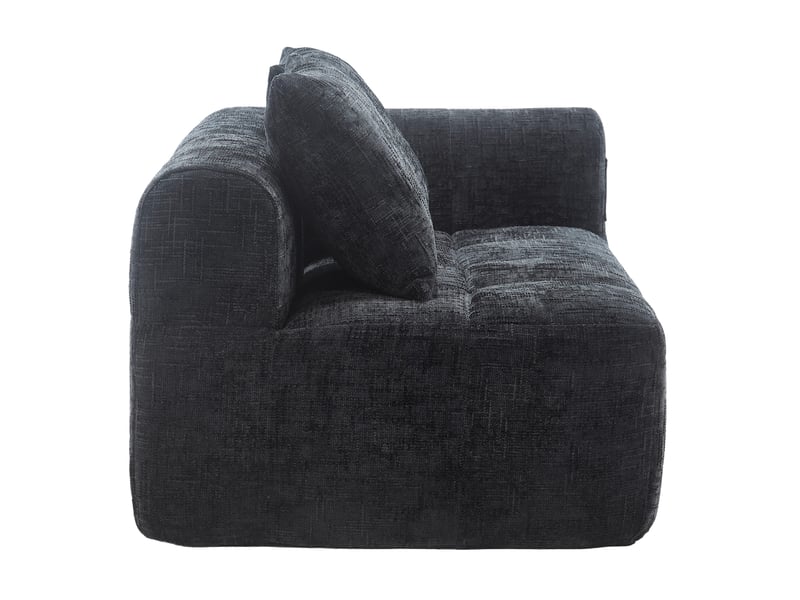  Canapé 2 places 158x90x60 cm, avec coussin et poches latérales, prêt à poser, finition tissu noir  - Conforama A