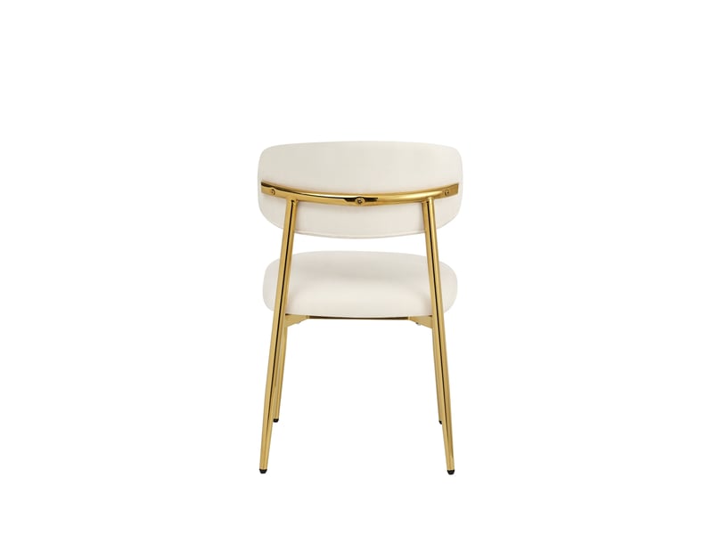  Lot de 6 chaises de salle à manger modernes 51x50x81cm - chaises rembourrées avec piétement doré, charge 125kg, style élégant - blanc et doré  - Conforama R