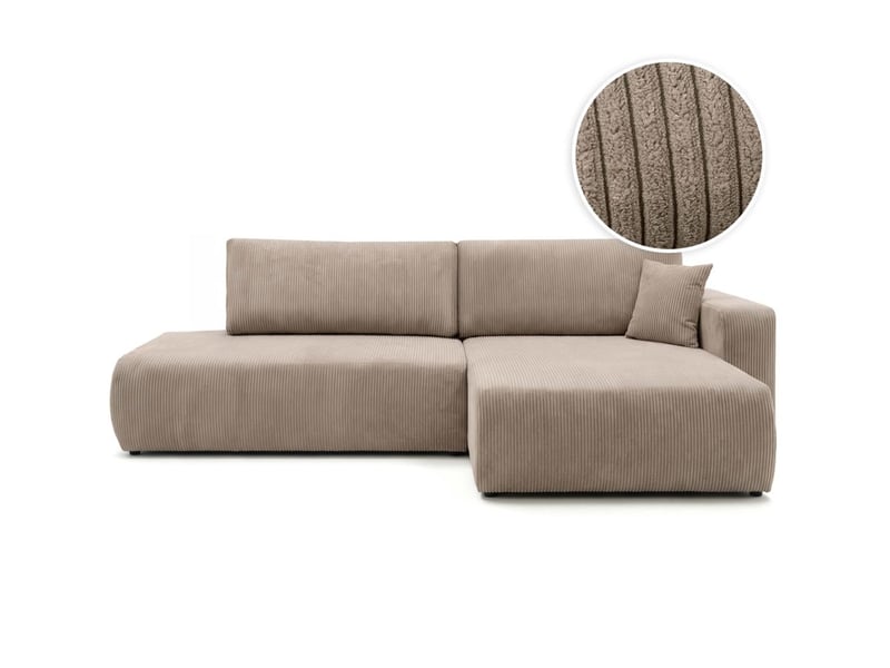  Canapé d'angle max réversible et convertible 5 places alya en velours côtelé - taupe ALYA - Conforama A
