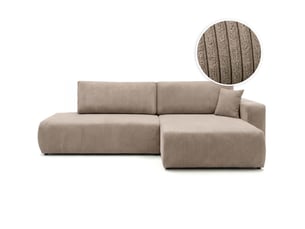 Canapé d'angle droit convertible LOUNGITUDE ALYA 5 places Velours côtelé Taupe