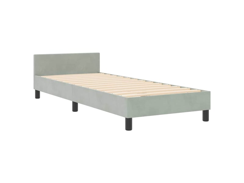 Lit simple- lit adulte - lit à ressorts avec tête de lit gris clair 80 x 200 cm velours - Conforama C