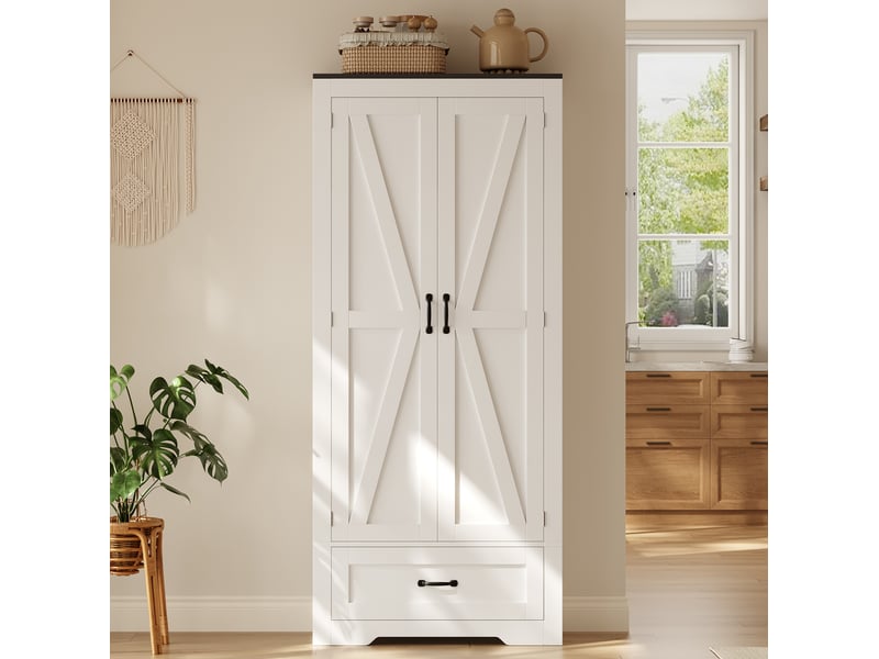 Armoire de rangement cuisine 2 portes et tiroir 80 x 35 x 183 cm evryae - Conforama D