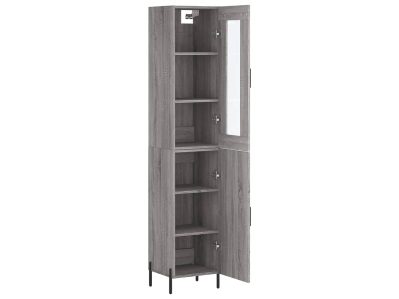  Buffet haut - bahut - meuble de rangement sonoma gris 34,5x34x180 cm bois d'ingénierie  - Conforama D