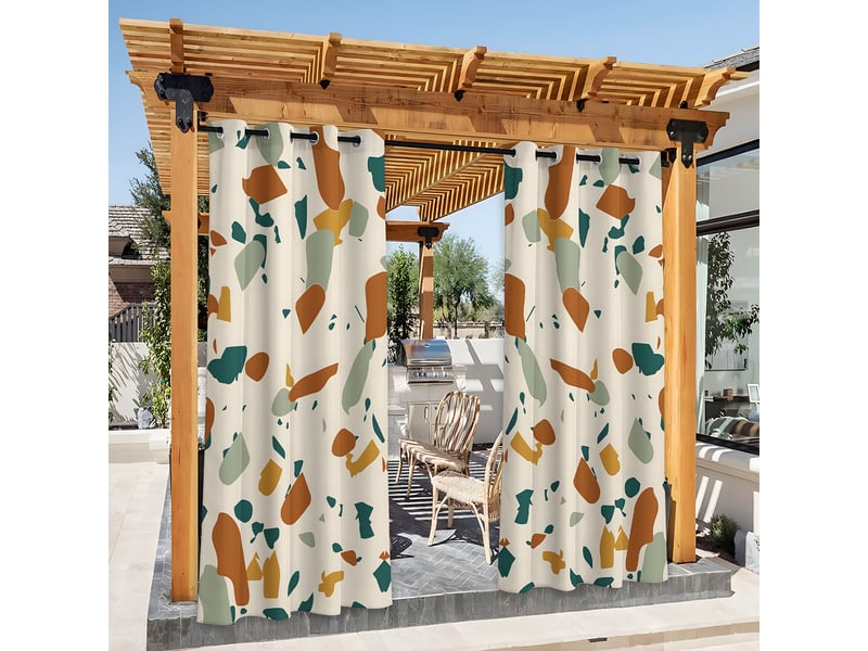 Rideau extérieur résistant aux intempéries en deux parties pour balcon, tonnelle, jardin, terrasse, parterre de fleurs, l 200 cm x h 200 cm - Conforama E