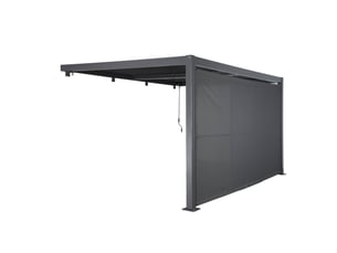 Pergola bioclimatique aluminium adossée 4x3m anthracite + 1 auvent 4m palace