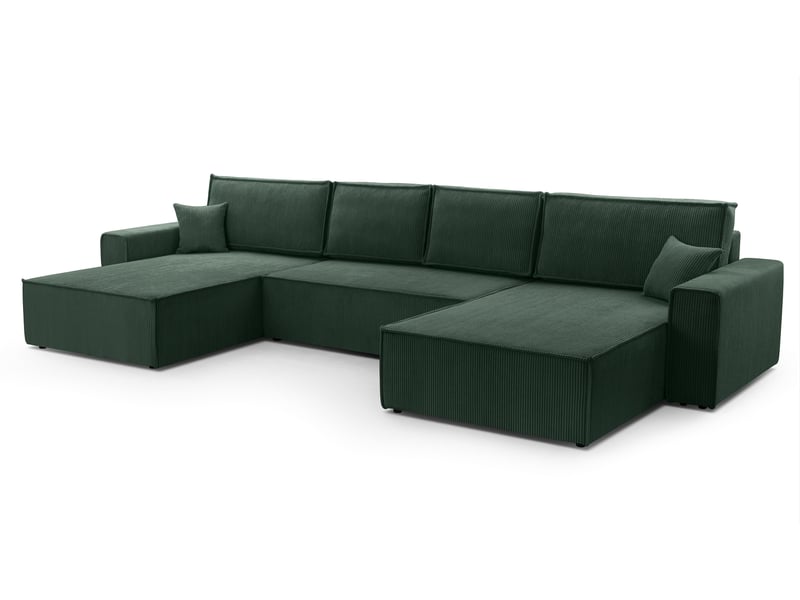 Canapé d’angle en velours côtelé blanc cedria – 287 cm Cedria U - Conforama A