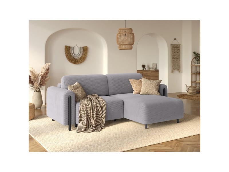 Canapé d'angle convertible arvessa gris clair velours côtelé – angle droit - Conforama B