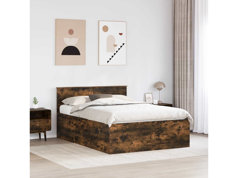  Lit double- lit adulte -  cadre de lit chêne fumé 150 x 200 cm bois d'ingénierie  - Conforama B