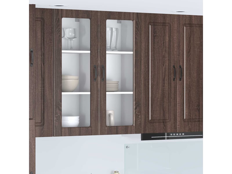  Meuble mural de cuisine, cabinet en verre mural chêne brun 40x31x100cm shl3449  - Conforama B