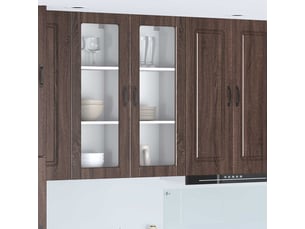 Meuble mural de cuisine, cabinet en verre mural chêne brun 40x31x100cm shl3449