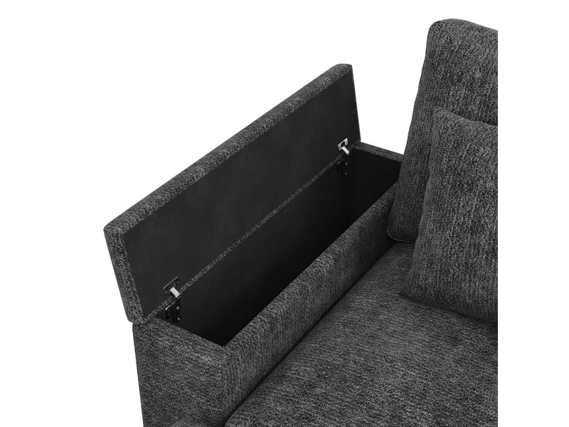  Canapé d'angle modulable gris avec ottoman, ports usbtype-c, table pivotante 360°  - Conforama D