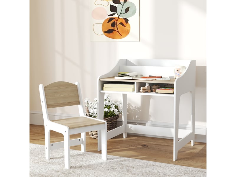  Bureau enfant avec rangements, compartiments ouverts, chaise, 3-8 ans, bois  - Conforama C