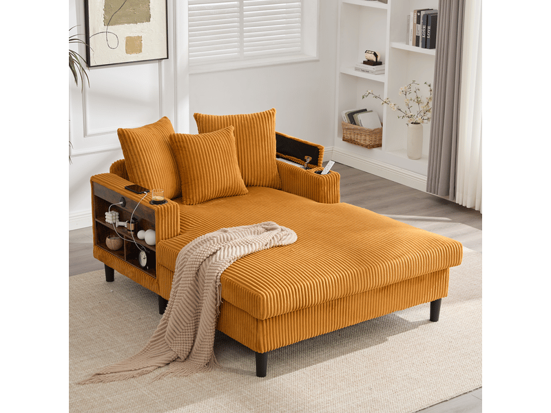Canapé droit fixe 1 place tissu led jaune - Conforama B