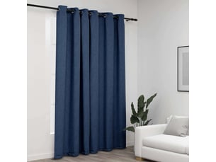 Rideau occultant, rideau black-out aspect de lin avec œillets bleu 290x245 cm cf43940