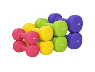 Ensemble d'haltères hexagonaux total 20 kg lot de 8 haltères courts de gym avec revêtement en polyuréthane multicolore