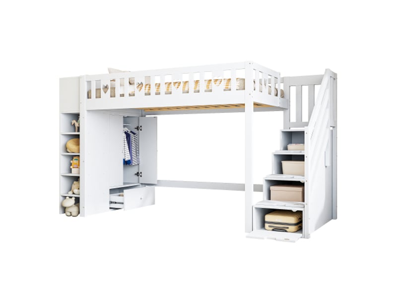  Lit mezzanine 90x200 cm coloris blanc pin lit enfant blanc - Conforama A