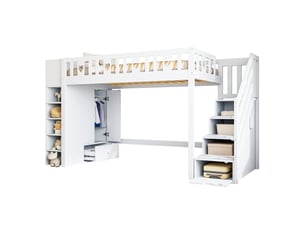 Lit mezzanine 90x200 cm <strong>MERAX</strong> <strong>lit enfant blanc</strong> coloris blanc