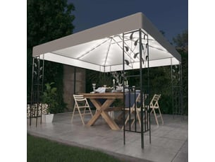 Tonnelle avec guirlande lumineuse à led 3x3 m blanc cf62464