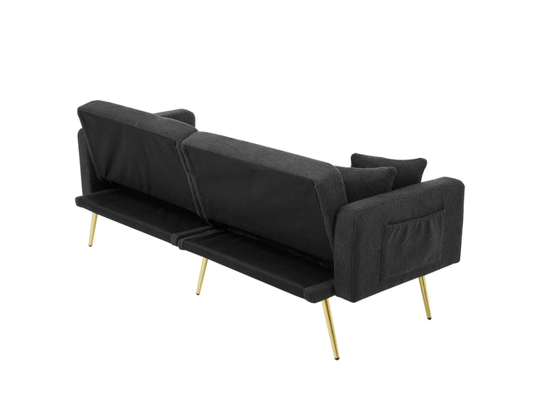  Canapé-lit 175x64x72 cm convertible, angle réglable, poches latérales, bois, gris anthracite  - Conforama D