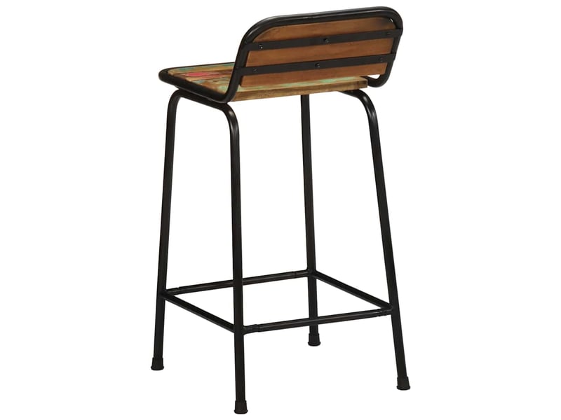  Lot de 2 tabouret de bar, chaise de bar 46x35,5x80cm bois massif récupération  - Conforama D