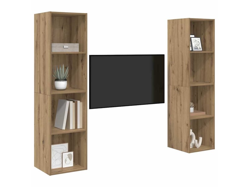  Ensemble meuble tv - banc tv - meuble de rangement 2 pcs marron bois d'ingénierie  - Conforama C