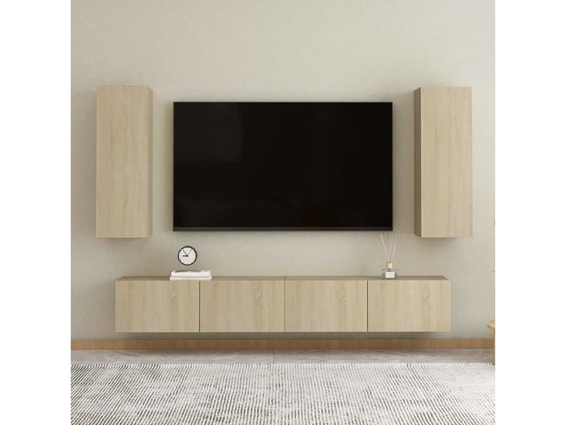  Ensemble de meubles tv 4 pcs chêne sonoma bois d'ingénierie shl16473  - Conforama B