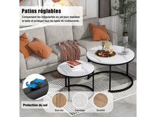 Table basse rond(e) coloris blanc BrimViber