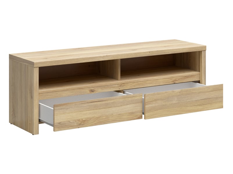  Meuble tv avec 2 tiroirs et 2 niches ouvertes coloris chêne mauvella - longueur 143,5 x profondeur 40,5 x hauteur 48,4 cm  - Conforama C