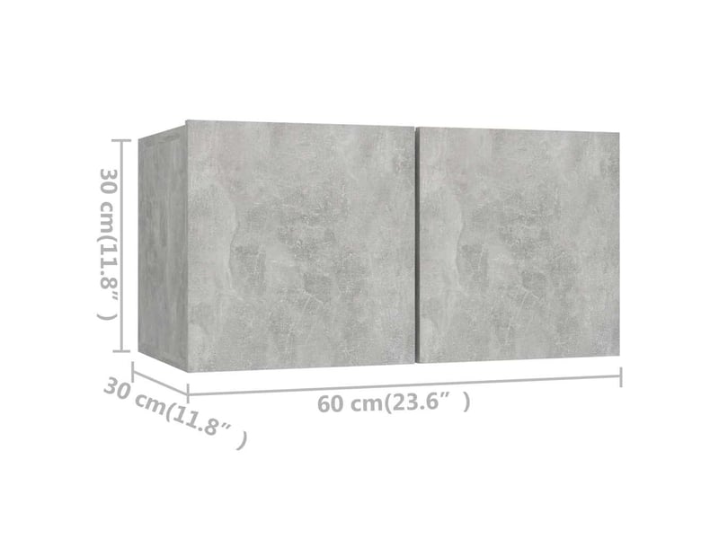  Lot de 8 meuble tv bas salon gris béton bois d'ingénierie  - Conforama E
