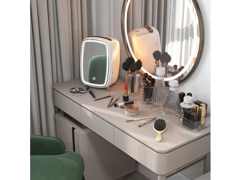 Mini réfrigérateur cosmétique 6 l 24,3 x 19,4 x 35,6 cm – blanc – miroir led tactile à 3 niveaux - Conforama B