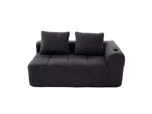 Canapé droit fixe <strong>MERAX</strong> <strong>canapé compressible</strong> 2 places Velours côtelé gris