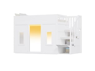 Lit mezzanine 90x200 cm OKWISH coloris blanc