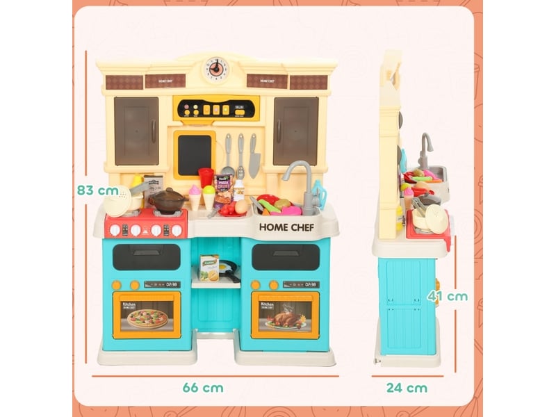  Cuisine jouet 66x24x83 cm avec 85 accessoires vert  - Conforama D