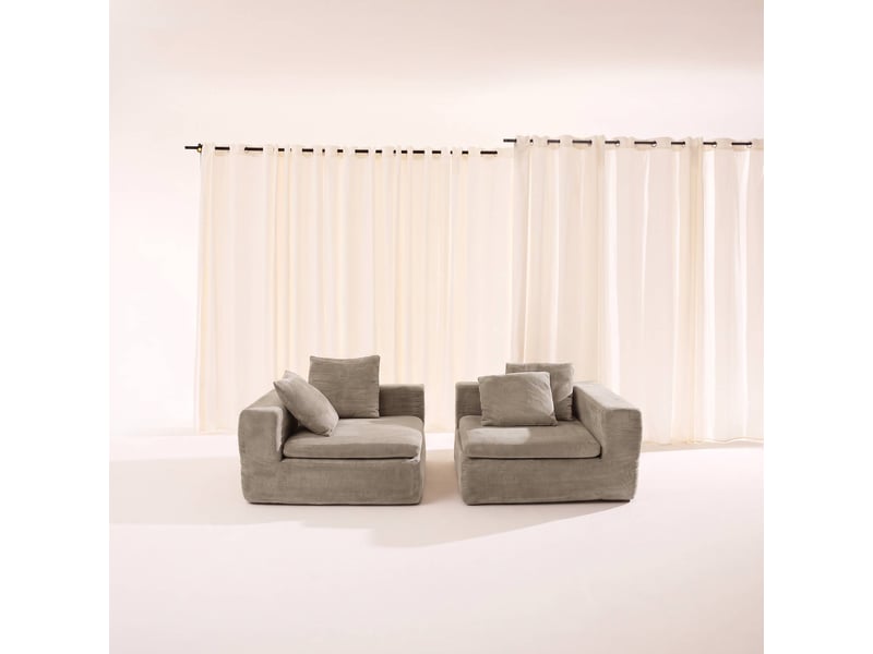  Canapé modulable tissu chenille 3 places beige foncé - movi  - Conforama C