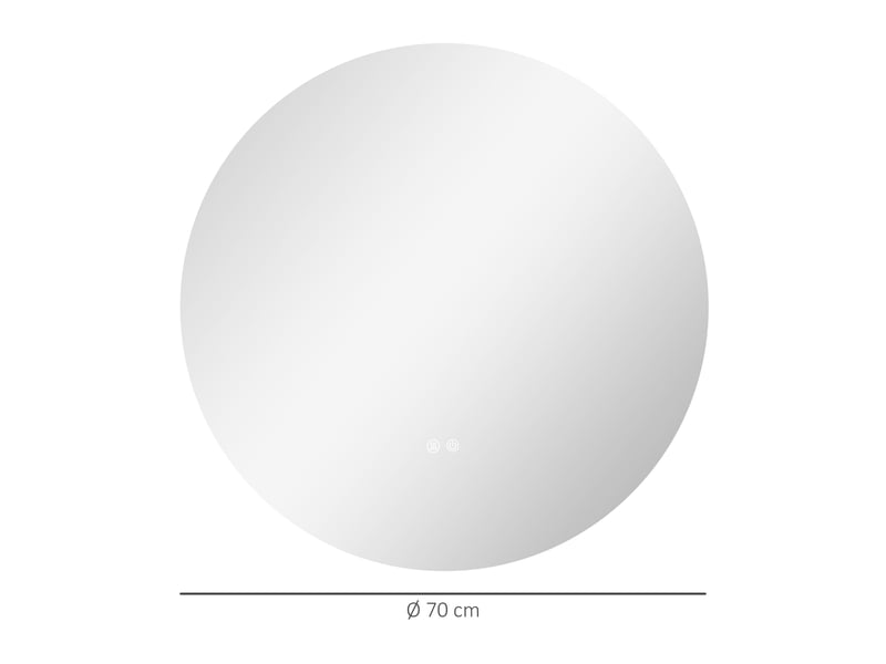  Miroir rond lumineux led de salle de bain ø 70 cm mural avec éclairage interrupteur tactile système antibuée  35 w gris  - Conforama C