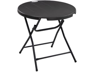 Table de jardin pliante ronde pour 4 personnes 80x80x73 cm aspect bois métal gris foncé