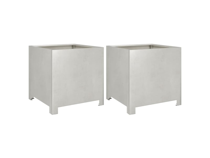 Jardinière - bac à fleurss 2 pcs 40x40x40 cm acier inoxydable - Conforama A