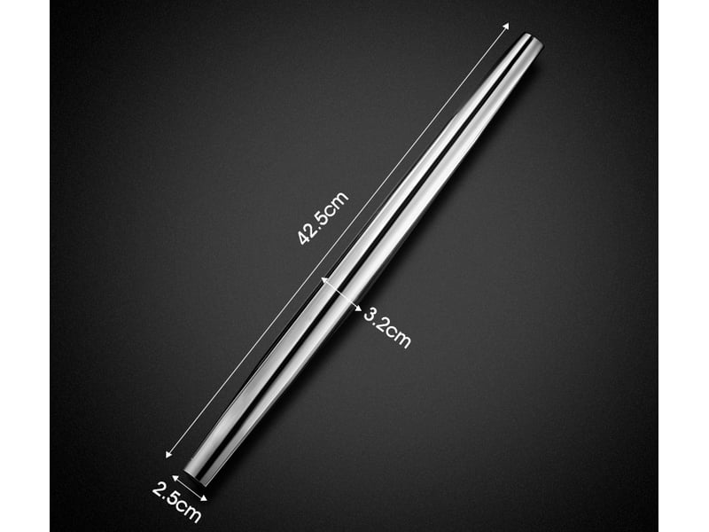Rouleau à pâtisserie en acier inoxydable finition mate – 42,5x3,2 cm, pour pizza, tarte et biscuit - Conforama B