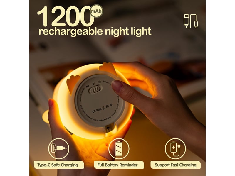  Veilleuse pingouin led en silicone souple, lampe de nuit tactile à intensité réglable, décoration pour chambre d’enfant  - Conforama E