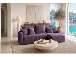 Canapé d'angle réversible convertible CASANOVA 3 places Tissu marron avec coffre de rangement